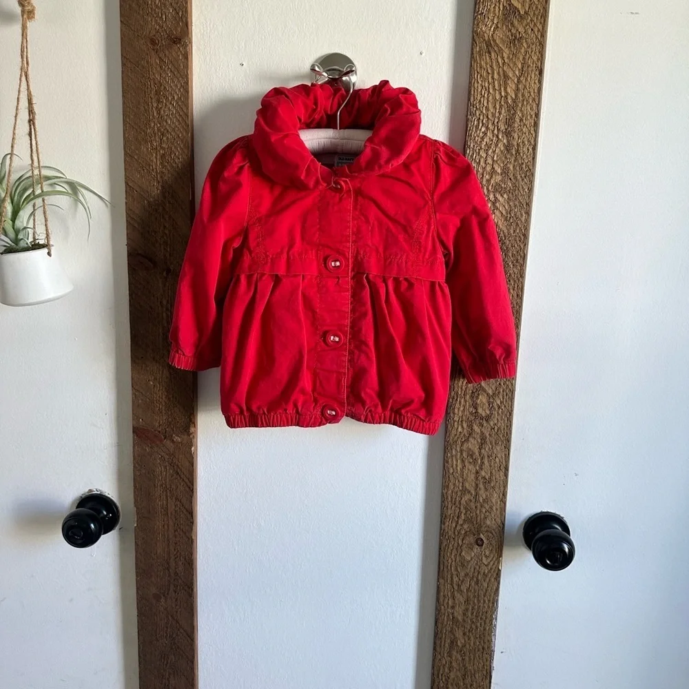 Y2K Old Navy Red White Button Coat Jacket 2T Toddler Girl  Vguc